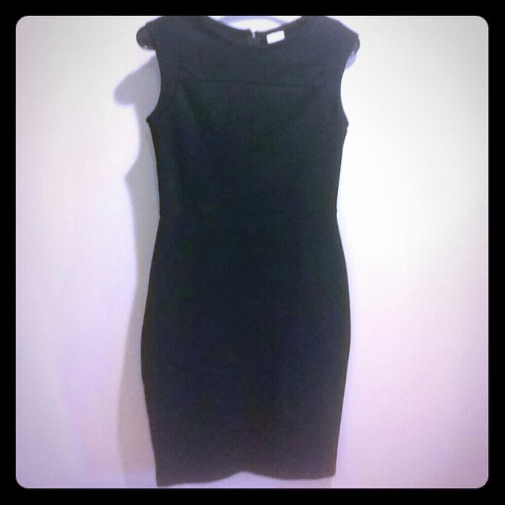 Black knee length stretch business dress